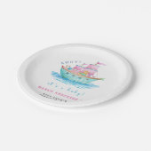 アホイそれはベビー船の動物の帆船の赤ちゃんシャワーだ ペーパープレート (アングル)