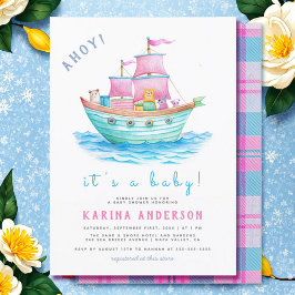 アホイそれはベビー船の動物の帆船の赤ちゃんシャワーだ 招待状