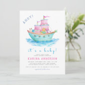 アホイそれはベビー船の動物の帆船の赤ちゃんシャワーだ 招待状 (スタンド正面)