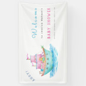 アホイそれはベビー船の動物の帆船の赤ちゃんシャワーだ 横断幕 (縦)