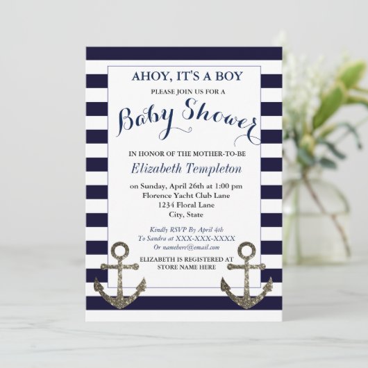 アホイそれは男の子の航海のベビーシャワー招待状 招待状 (スタンド正面)