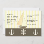 アホイそれは男の子の赤ちゃんシャワー帆走セピアスタイル 招待状 (正面)