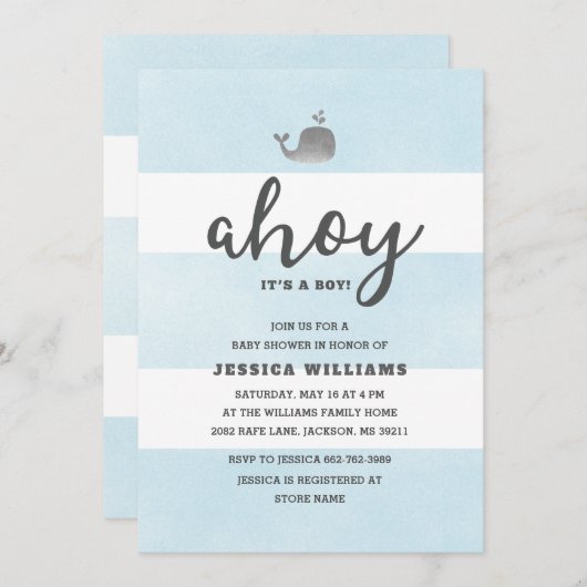 アホイそれは男の子の赤ちゃんシャワー招待状 招待状 (正面/裏面)