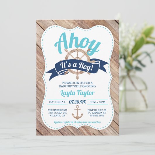 アホイそれは男の子の赤ちゃんシャワー招待状 招待状 (スタンド正面)