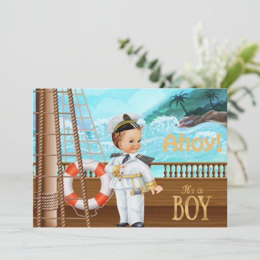 アホイそれは男の子の赤ちゃんシャワー招待状 招待状 (スタンド正面)