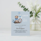 アホイそれは男の子テディベアのセーラーベビーシャワー インビテーションポストカード (スタンド正面)