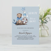 アホイそれは男の子テディベアのセーラーベビーシャワー 招待状 (スタンド正面)