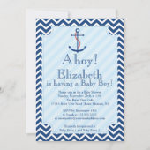 アホイそれは男の子帆船の男の子の航海のベビーシャワー 招待状 (正面)