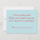 アホイそれは男の子用ベビーシャワーおむつラッフルチケット 招待状 (裏面)