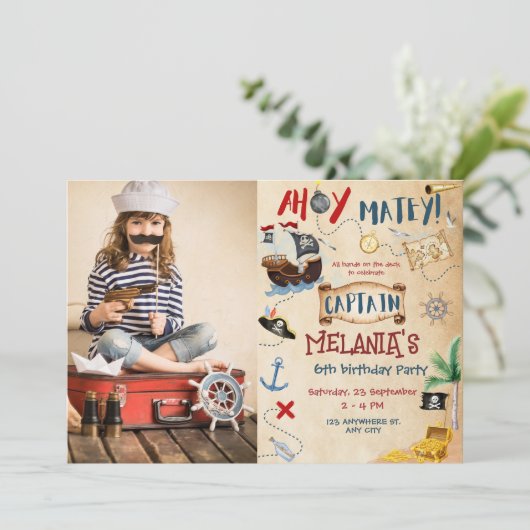 アホイキャプテントレジャーパイレーツ子供の誕生日パーティー 招待状 (スタンド正面)