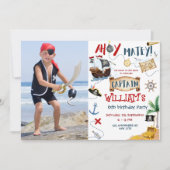 アホイキャプテンフォトパイレーツ子供の誕生日パーティー 招待状 (正面)