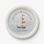 アホイサイ航海のルボート誕生日 | 青と赤 ペーパープレート (正面)