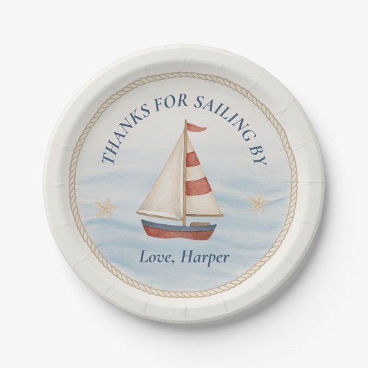 アホイサイ航海のルボート誕生日 | 青と赤 ペーパープレート (正面)