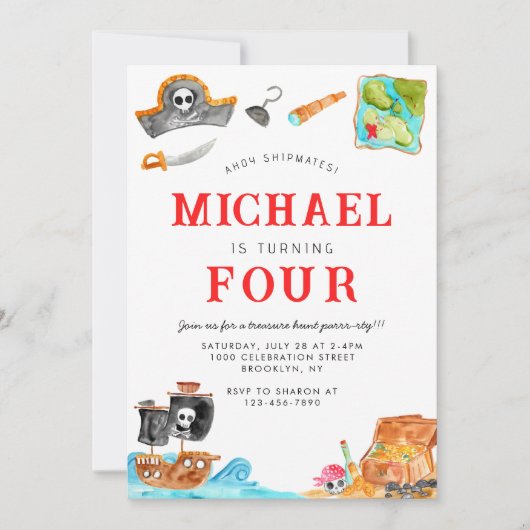 アホイシプマイズトレジャー狩り船舶海賊団誕生日 招待状 (正面)