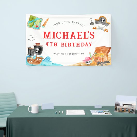 アホイシプマイズトレジャー狩り船舶海賊団誕生日 横断幕 (トレードショー)