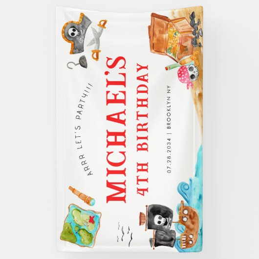 アホイシプマイズトレジャー狩り船舶海賊団誕生日 横断幕 (縦)