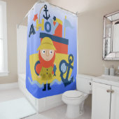 アホイシーキャプテンと魚釣りボート海シー シャワーカーテン (インサイチュ)