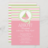 アホイセイボートガール航海のベビーシャワー招待状 招待状 (正面/裏面)