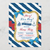 アホイセーラーいかりベビーシャワーブルーボーイ招待状 招待状 (正面/裏面)