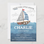 アホイセーラー航海のキュートボート誕生日招待状 招待状 (正面)