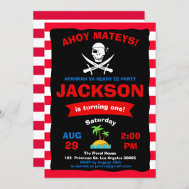 アホイトレジャーマップ海賊海ボーイ誕生日 招待状