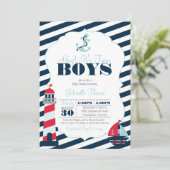 アホイネービ航海のーブルーツインボーイベビーシャワー 招待状 (スタンド正面)