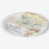 アホイパイレーツアドベンチャーフォー誕生日カスタム ペーパープレート (アングル)