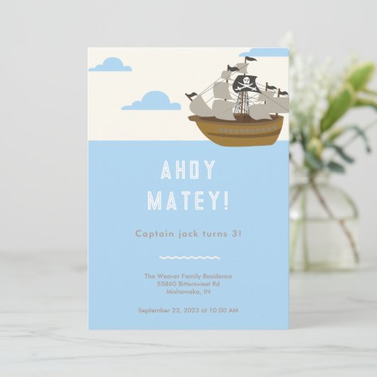 アホイマテイパイレーツをテーマにした誕生日 招待状 (スタンド正面)