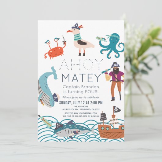 アホイマテイパイレーツシーアニマル誕生日 招待状 (スタンド正面)