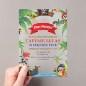 アホイマテイボーイズパイレーツシップ誕生日 アクリル招待状 (インサイチュ (ポータブル))