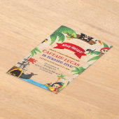 アホイマテイボーイズパイレーツシップ誕生日 アクリル招待状 (レイダウン)