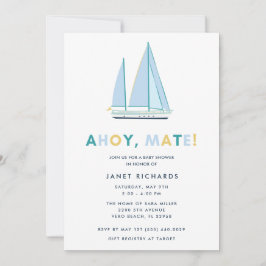 アホイマテ航海の帆船ベビーシャワー招待状 招待状