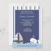 アホイメイトホエールセイボートボーイ航海のベビーシャワー 招待状 (正面)