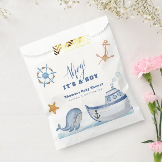 アホイモダンボーイ帆船ベイビーシャワー フェイバーバッグ (封をした状態)