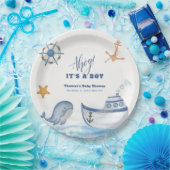 アホイモダンボーイ帆船ベイビーシャワー ペーパープレート (パーティー)