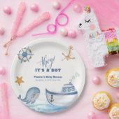 アホイモダンボーイ帆船ベイビーシャワー ペーパープレート (パーティー)