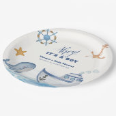 アホイモダンボーイ帆船ベイビーシャワー ペーパープレート (アングル)