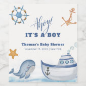 アホイモダンボーイ帆船ベイビーシャワー ワインラベル (シングルラベル)