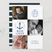 アホイリトルボーイフォトコラージュいかりブルー誕生 案内状 (正面/裏面)