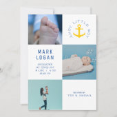 アホイリトルボーイフォトコラージュいかりブルー誕生 案内状 (正面)