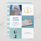 アホイリトルボーイフォトコラージュいかりブルー誕生 案内状 (正面/裏面)