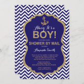 アホイ男の子だ！メー航海のルによるベビーシャワー 招待状 (正面/裏面)