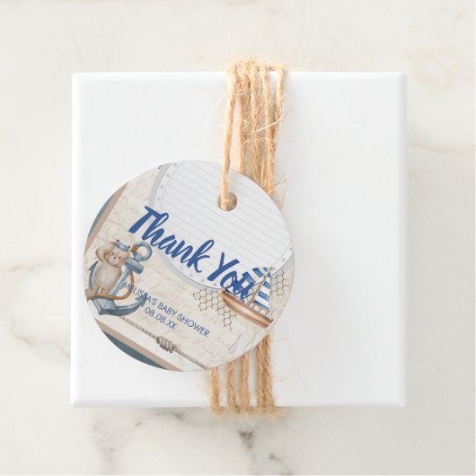 アホイ男の子の赤ちゃん航海のシャワーテーマ フェイバータグ (インサイチュ)