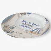 アホイ男の子の赤ちゃん航海のシャワーテーマ ペーパープレート (アングル)