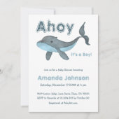 アホイ航海のエールシーブルーボーイベビーシャワー 招待状 (正面)
