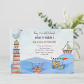 アホイ航海のキッズ水彩誕生日招待状 招待状 (スタンド正面)