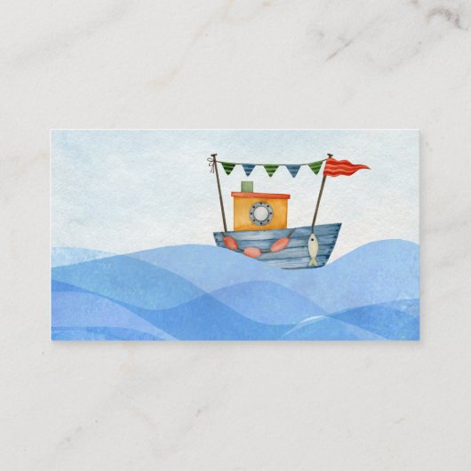 アホイ航海のキッズ水彩誕生日 エンクロージャーカード (裏面)