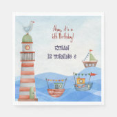 アホイ航海のキッズ水彩誕生日 スタンダードランチョンナプキン (正面)