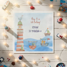 アホイ航海のキッズ水彩誕生日