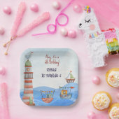 アホイ航海のキッズ水彩誕生日 ペーパープレート (パーティー)